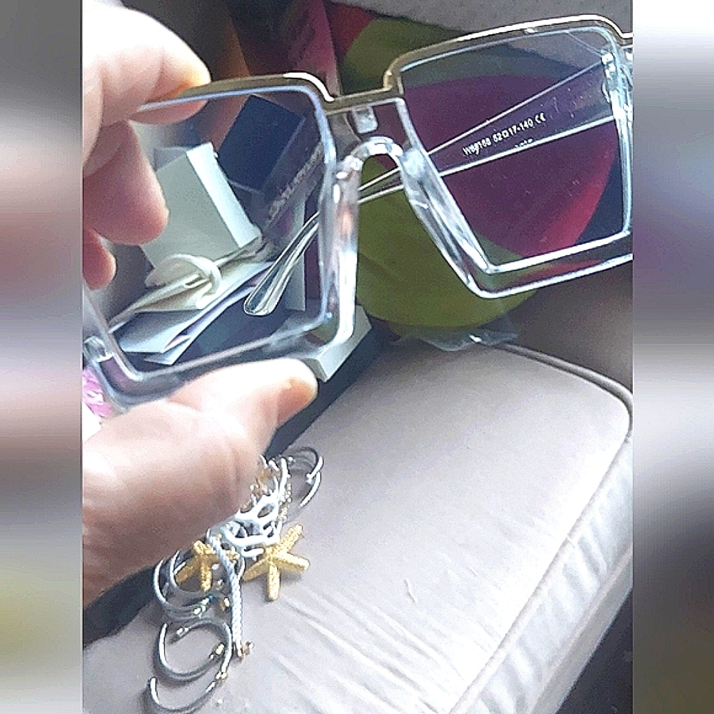 NWT Oversize  Clear Lucite & Gold Glasses. Blue light lenses